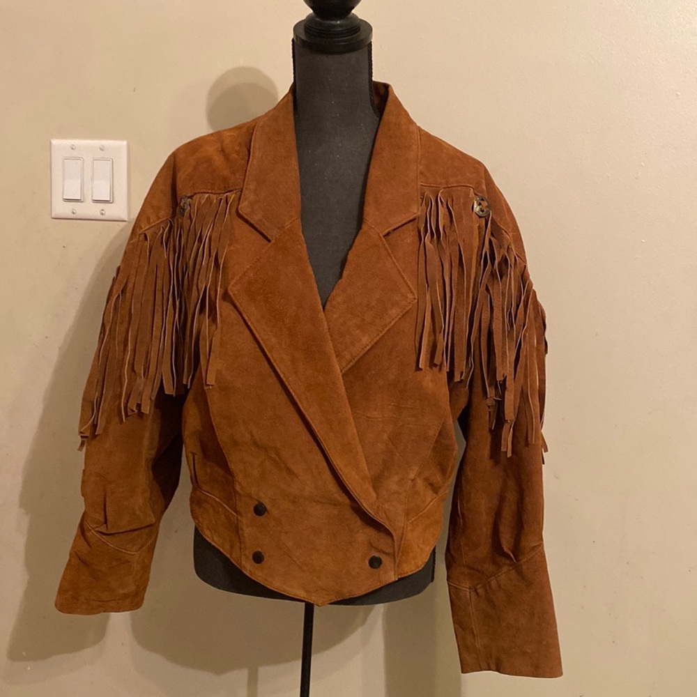 Fringed Suede Western Jacket - Brown